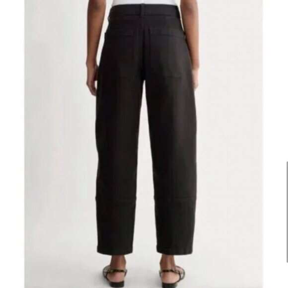 Everlane Black Organic Cotton Barrel Baloon Jeans High-Rise Tapered Ankle Length - Picture 3 of 16